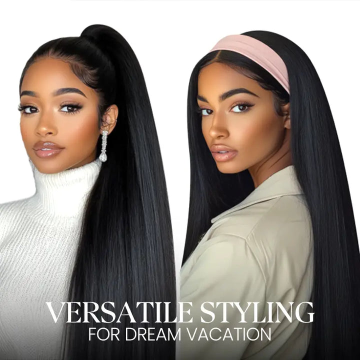3 In 1 Half Wig Kinky Straight Glueless Install Half Wig With Adjustable String Beginner Friendly