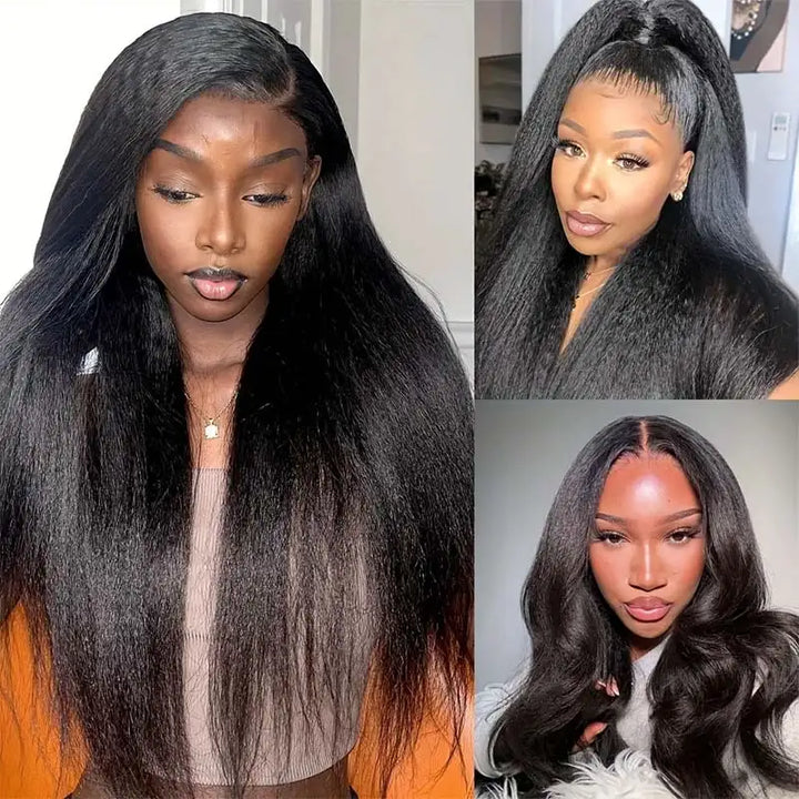 Kinky Straight 13x4 Lace Front Human Hair Wigs for Women