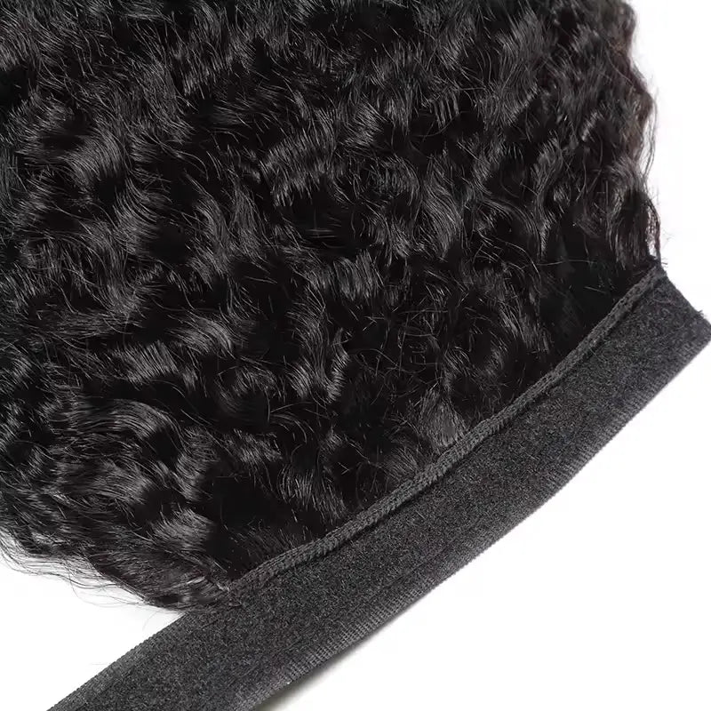 Queue de cheval crépue et lisse avec extensions de cheveux tissés, postiches à enrouler 