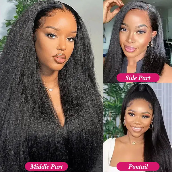 Kinky Straight 13x4 Lace Front Human Hair Wigs for Women