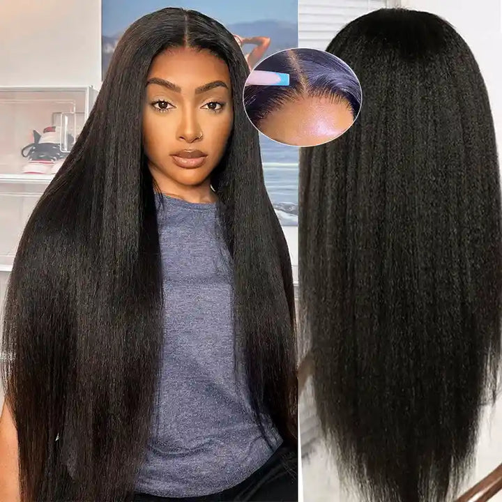 Kinky Straight 5x5 HD Lace Closure Human Hair With Pre-Bleached & Pre-Plucked