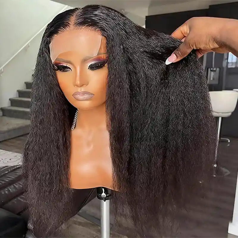 Kinky Straight 5x5 HD Lace Closure Human Hair With Pre-Bleached & Pre-Plucked