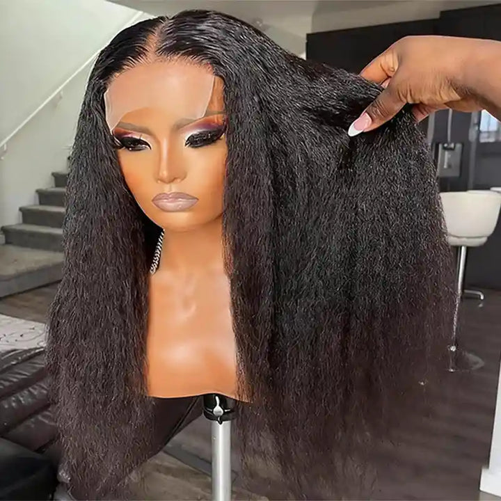 Kinky Straight 5x5 HD Lace Closure Human Hair With Pre-Bleached & Pre-Plucked