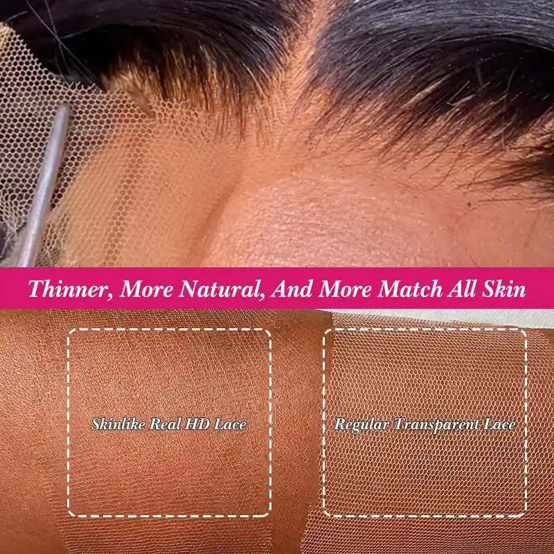 Kinky Straight 5x5 HD Lace Closure Human Hair With Pre-Bleached & Pre-Plucked