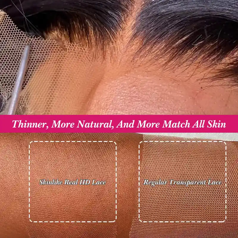 Super Natural Kinky Straight Invisi Snug Fit 13x4 HD Lace Frontal Bleached Knots Wig