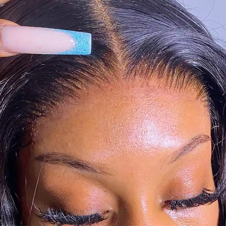 Super Natural Kinky Straight Invisi Snug Fit 13x4 HD Lace Frontal Bleached Knots Wig