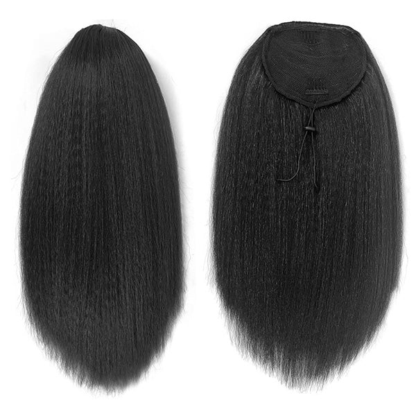 Kinky Straight Drawstring Ponytail Human Hair Extension For Women