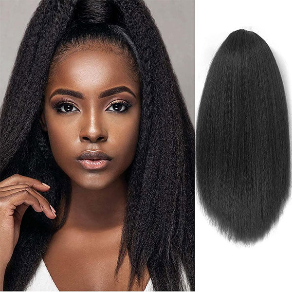 Kinky Straight Drawstring Ponytail Human Hair Extension For Women