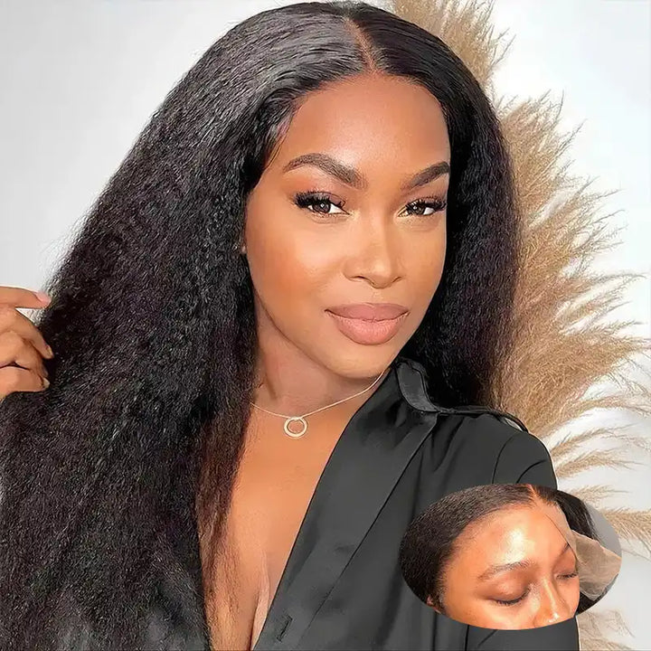 Kinky Straight 13x4 Lace Front Human Hair Wigs for Women