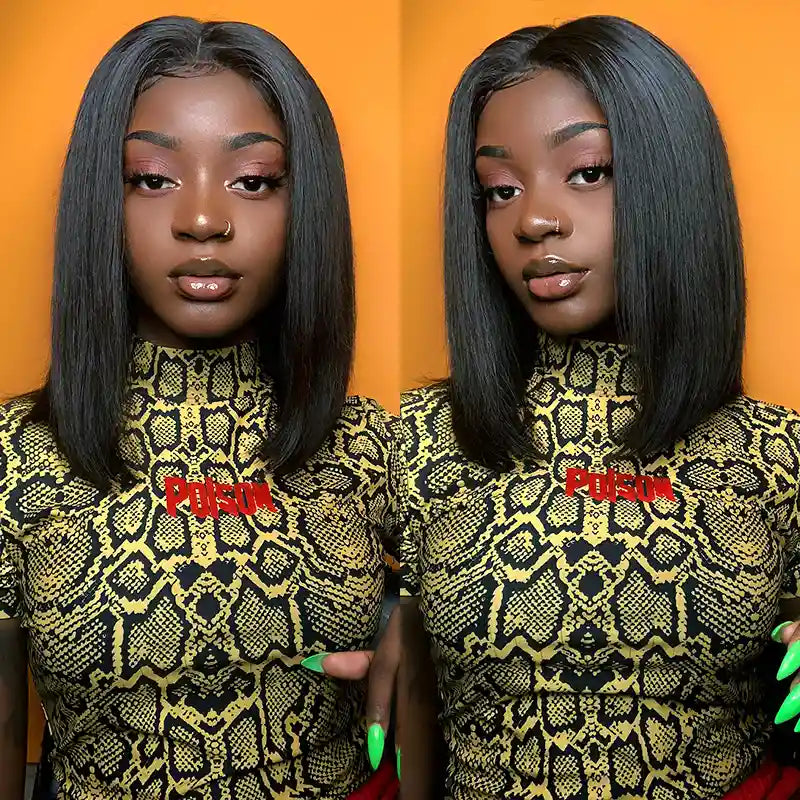 $119 = 2 Wigs | Pre-cut Layer 5x5 Lace Bob Wig Straight Wig & Salt And Pepper Wig With Bang