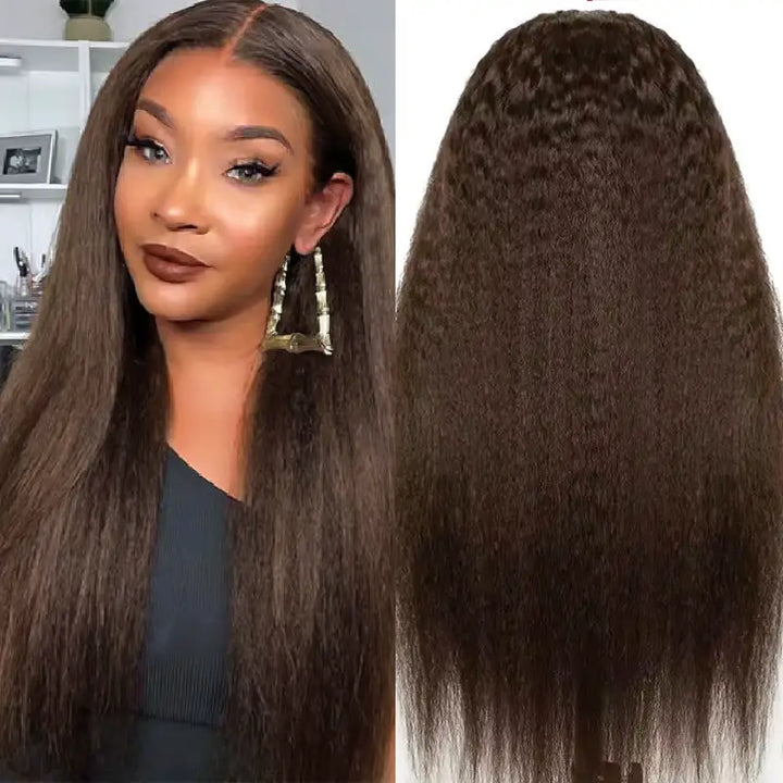 Peluca de cabello humano liso con encaje frontal transparente de 13 x 4 
