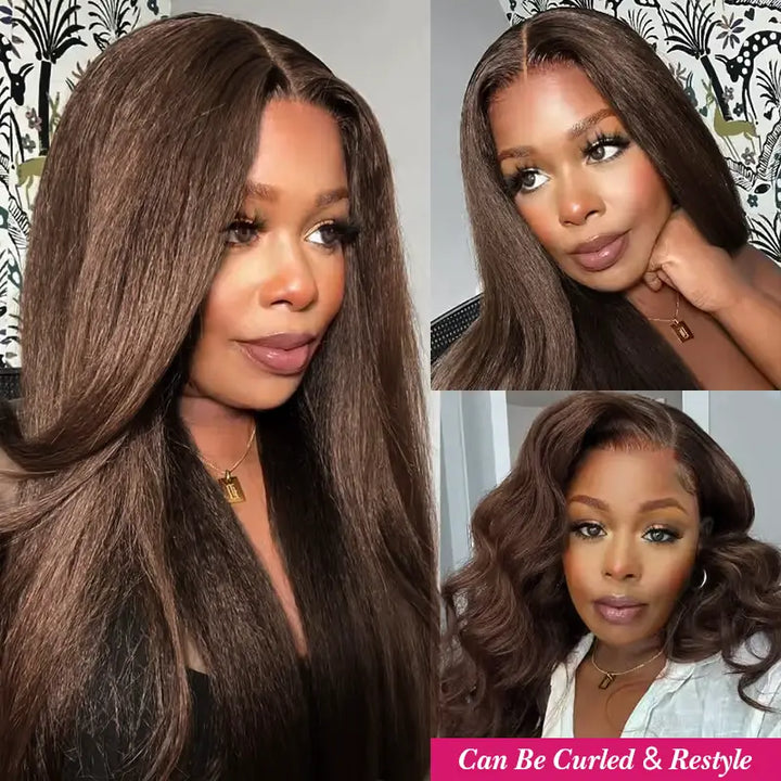 Peluca de cabello humano liso con encaje frontal transparente de 13 x 4 
