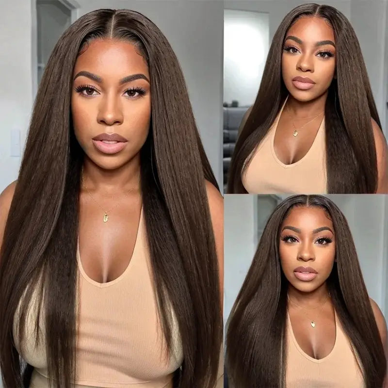 Peluca de cabello humano liso con encaje frontal transparente de 13 x 4 
