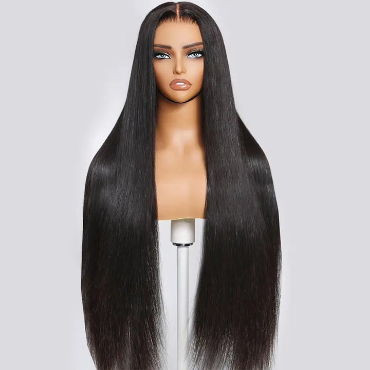 Peluca de cabello humano liso con encaje frontal transparente de 13 x 4 