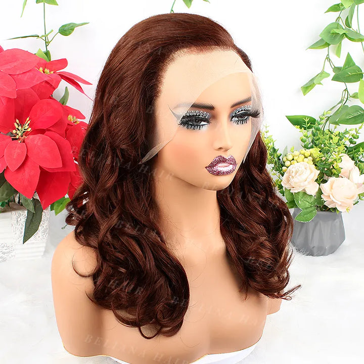 Ocean Wave Reddish Brown Hair 13x4 Lace Front Wig
