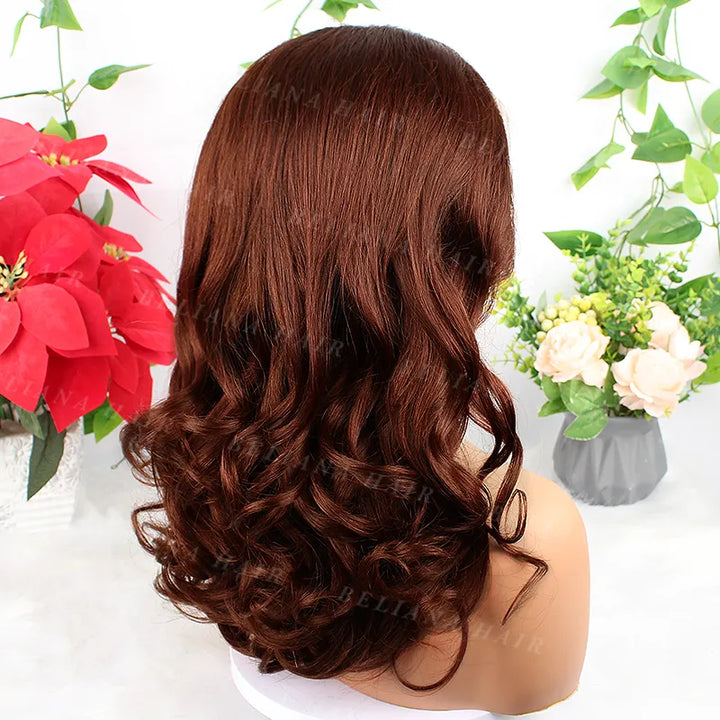 Perruque Lace Front 13x4 Ocean Wave Cheveux bruns rougeâtres 