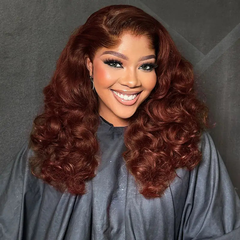 Ocean Wave Reddish Brown Hair 13x4 Lace Front Wig