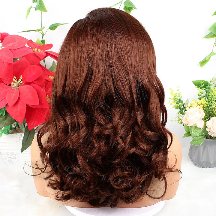 Perruque Lace Front 13x4 Ocean Wave Cheveux bruns rougeâtres 