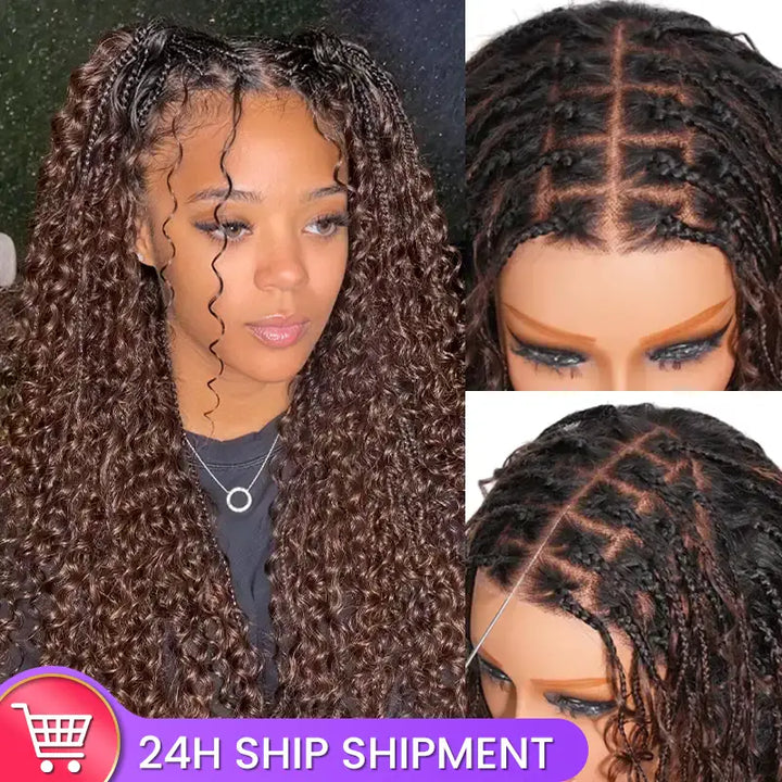 Ombre Brown T1B/4 Kinky Curly Pre-Separated Feather Crochet Human Hair Extensions