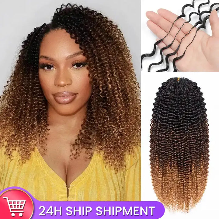 Ombre T1B/4/27 Kinky Curly Crochet Human Hair- Afro Texture