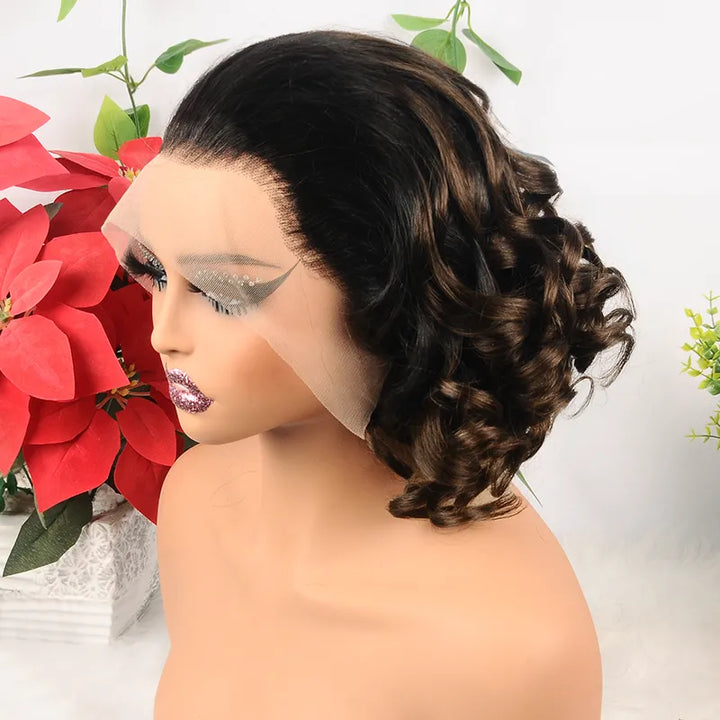 Ombre Chocolate Brown Wear Go 13x4 Lace Front Free Roll Hair Wig