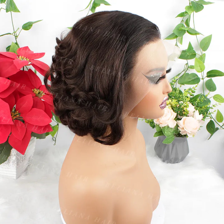 Perruque ondulée rose en dentelle transparente ombrée 1B/2 13x4 
