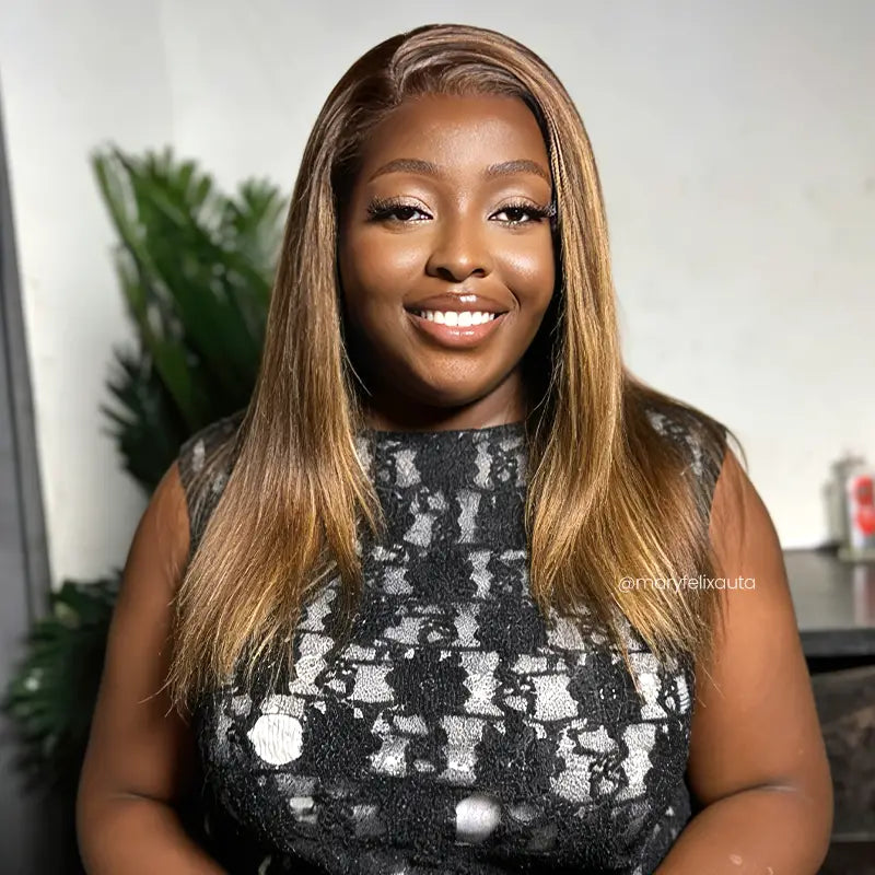 Piano Colored Hair 13x4 Transparent Lace Frontal Straight Wig