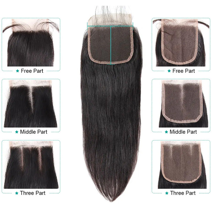 4x4 Transparent lace Closure Silky Straight Human Hair