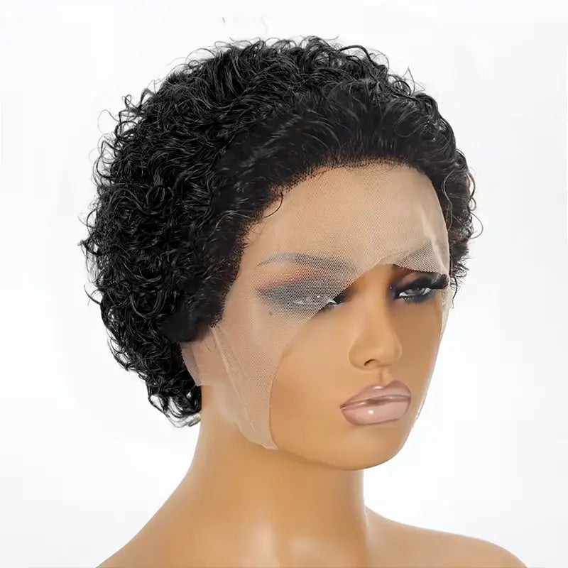 Pixie Cut Short Curly Human Hair 13x1 lace Glueless Wigs
