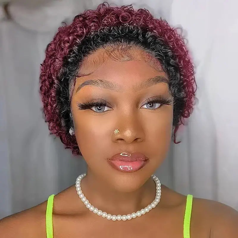 Pixie Cut Short Curly Human Hair 13x1 lace Glueless Wigs
