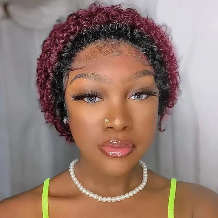 Pixie Cut Short Curly Human Hair 13x1 lace Glueless Wigs