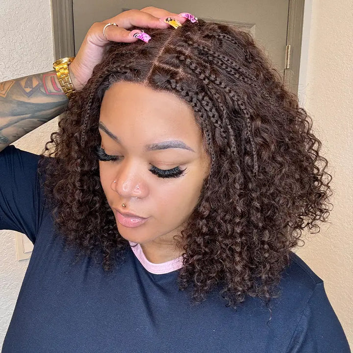 Readitress? Boho-Inspired Braided Top Deep Curly 5x5 Glueless Human Hair Wig