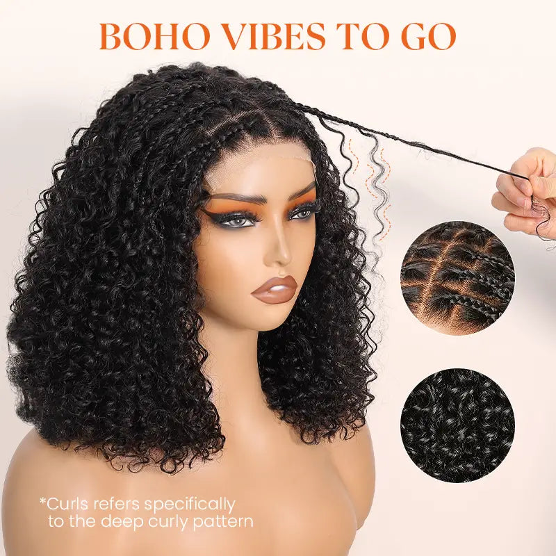 Readitress? Boho-Inspired Braided Top Deep Curly 5x5 Glueless Human Hair Wig