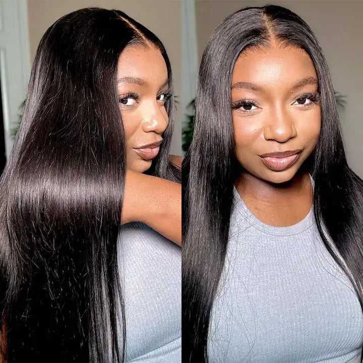 Real 5x5 HD Invisible Lace Closure Wigs Melted All Skin Straight Human Hair Wig