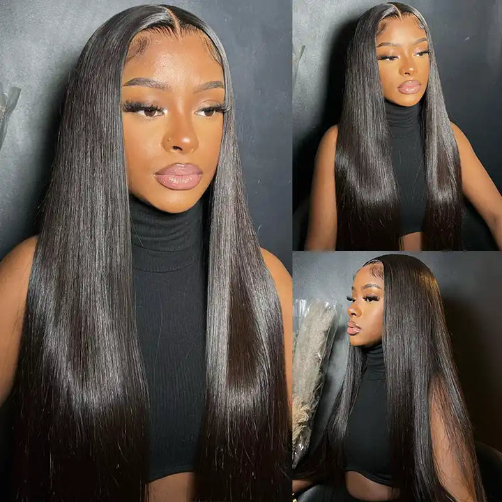Real 5x5 HD Invisible Lace Closure Wigs Melted All Skin Straight Human Hair Wig