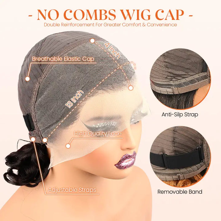 Perruque en dentelle transparente sans colle 13x4 Wear Go 