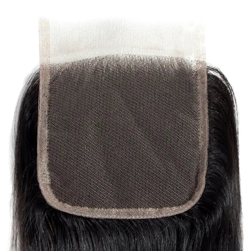 Cabello humano liso y sedoso con cierre de encaje HD invisible 4x4 