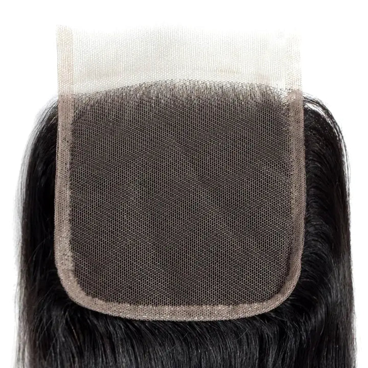 Cabello humano liso y sedoso con cierre de encaje HD invisible 4x4 