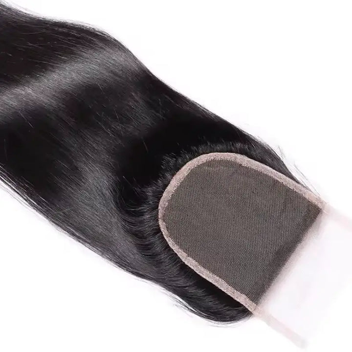 Cabello humano liso y sedoso con cierre de encaje HD invisible 4x4 