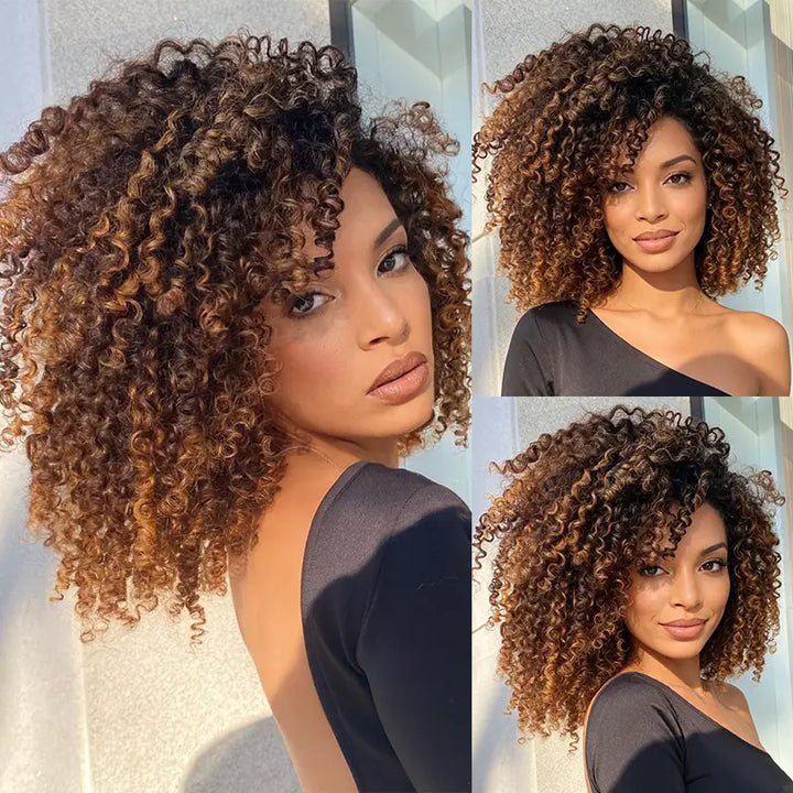 Short Bob Jerry Curly Human Hair Wig With Bang