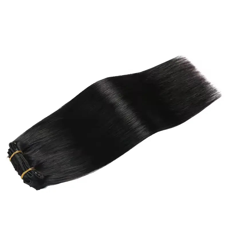 Extensiones de cabello liso con clip, 8 piezas/juego, cabello humano suave y natural 