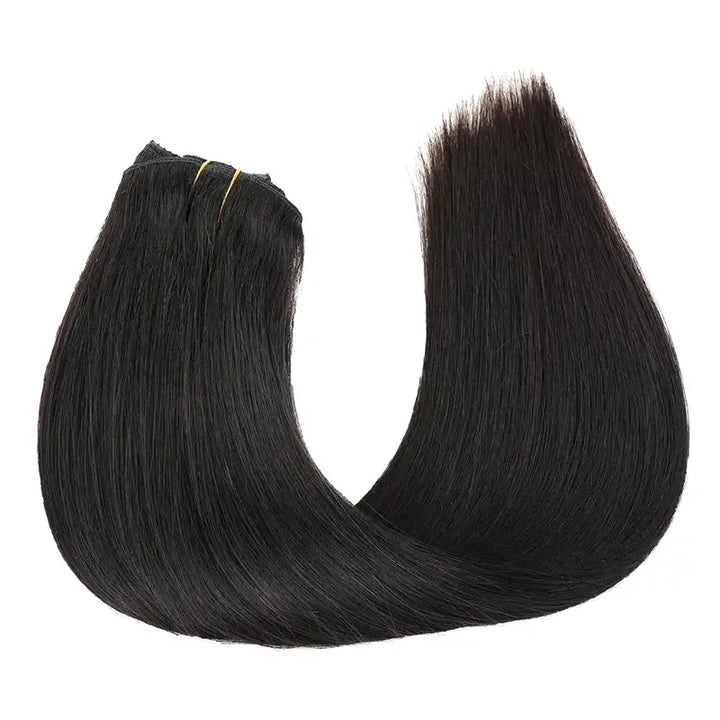 Extensiones de cabello liso con clip, 8 piezas/juego, cabello humano suave y natural 