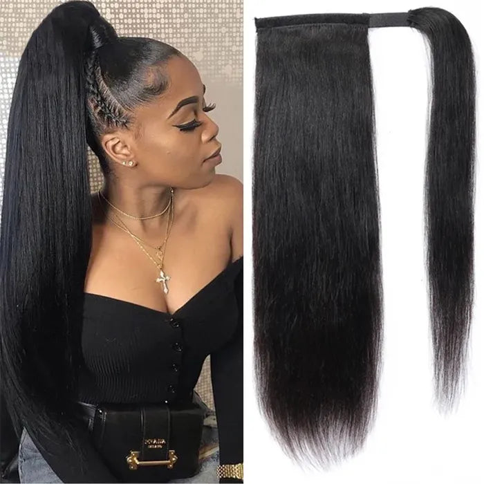 Beliana Hair Ponytail Straight Human Hair Extensions With Clip