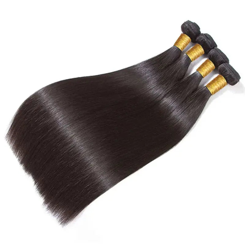 4 paquetes de cabello humano liso con encaje frontal transparente de 13x4 prearrancado 