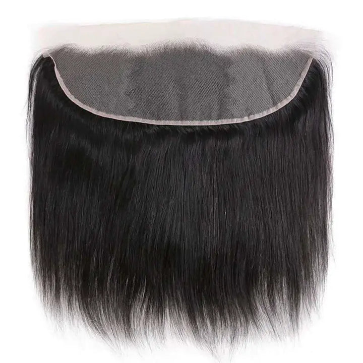 4 paquetes de cabello humano liso con encaje frontal transparente de 13x4 prearrancado 