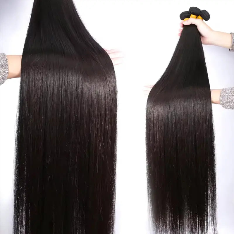4 paquetes de cabello humano liso con encaje frontal transparente de 13x4 prearrancado 