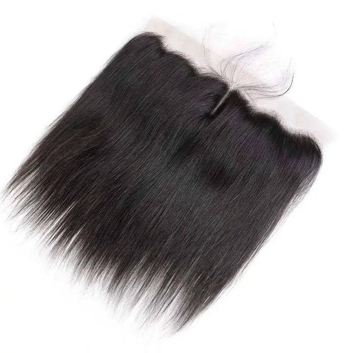 4 paquetes de cabello humano liso con encaje frontal transparente de 13x4 prearrancado 