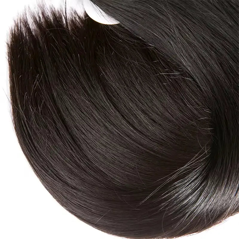 Lot de 4 mèches de cheveux humains lisses avec fermeture en dentelle transparente 4x4, pré-épilées 
