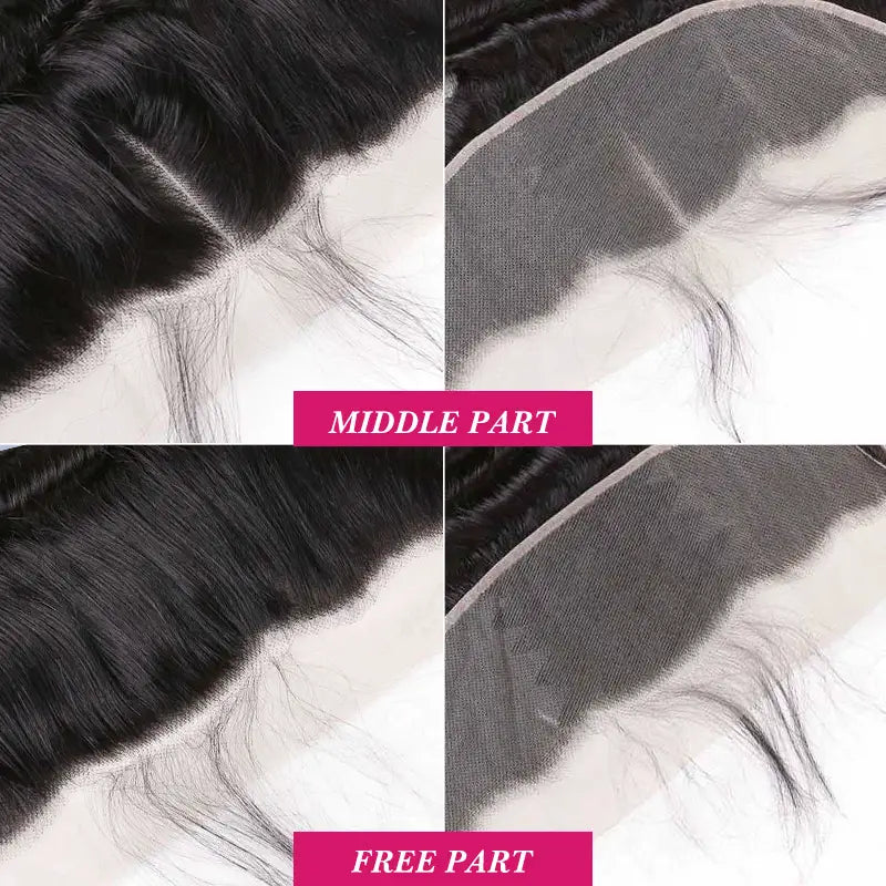Lot de 3 mèches de cheveux vierges lisses avec dentelle frontale transparente 13x4 pré-épilée 