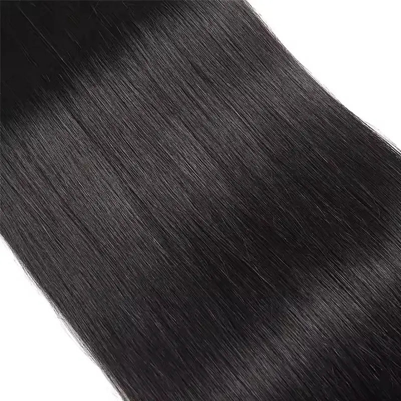 Lot de 3 mèches de cheveux vierges lisses avec fermeture en dentelle transparente 4x4, pré-épilées 